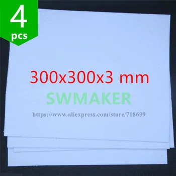 SWMAKER 4stk/masse Reprap Prusa 3D-Printer 300 × 300 mm Isolering Bomuld for opvarmet seng 300*300*3 mm opvarmet seng isolering bomuld