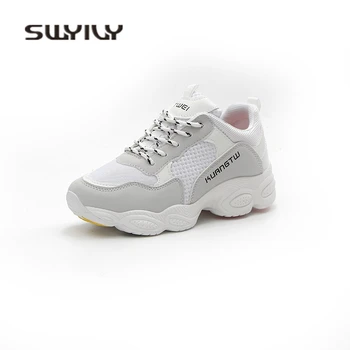 SWYIVY Kvinder Sneakers Platform 2018 Foråret Kvinder Hvid Sko 2018 Casual Sko 40 Komfortable Hvide Lærred Sko Kvinder Sneakers