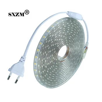 SXZM Vandtæt SMD5050 led bånd AC220V fleksibel led strip 60 led/Meter udendørs haven belysning med EU stik (klip på gratis)