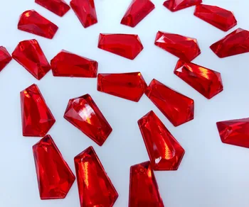 Sy på rød akryl crystal rhinestones perler accessiory gemstone hånd syning til kjole 14*23mm 60pcs