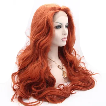 Sylvia 350#Farve Rød Body Wave Syntetisk Paryk Blonder Foran Parykker Til Kvinder Varmeresistent Fiber Hair Drag Queen Parykker