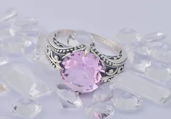 Szjinao Prinsesse Kates bryllup crystal kvinders mode smykker 925 sterling sølv genoprette det gamle lyserøde sten vintage ringe