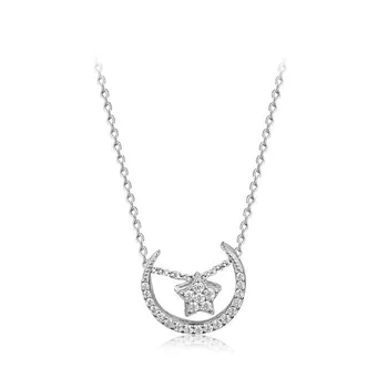 Sælge 925 sterling sølv eller låne sølv smykker månen, stjerner, halskæde Sølv vedhæng engros
