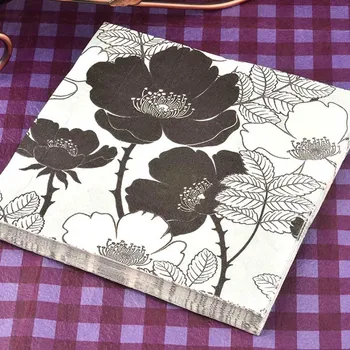 Sød serviet papir sort hvid væv trykt blomst decoupage hotel og bryllup patry festlige dekorativ mønstret mad-grade
