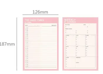 Søde blomster og pink mønster daglige/ugentlige planner ark 12.6*18.7 cm DIY tidsplan, 20 ark