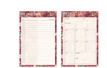Søde blomster og pink mønster daglige/ugentlige planner ark 12.6*18.7 cm DIY tidsplan, 20 ark