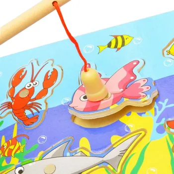 Søde Daglige Pædagogiske Legetøj Fiskeri, Træ-Puslespil 3D-Spil Legetøj For de Mindste Børn Børn