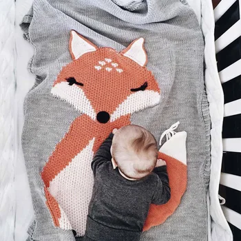 Søde Dejlige Fox Trykt Strikke Air-Condition SwaddleBaby Håndklæde Bærbare Uld Dyne Baby Svøb Tæppe Børn Nytår Gave