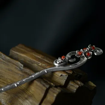 Søde etniske hårnål for kvinder zink legering blomst pinde charme red carnelia arnament vintage smykker 2018 gave