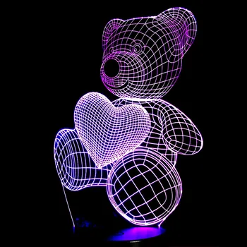 Søde Kid Julegave USB Lille Dejlige Hjerte Bære 3D LED-RGB-Nat Lys Atmosfære Bruser bordlampe Piger Baby Soveværelse Indretning