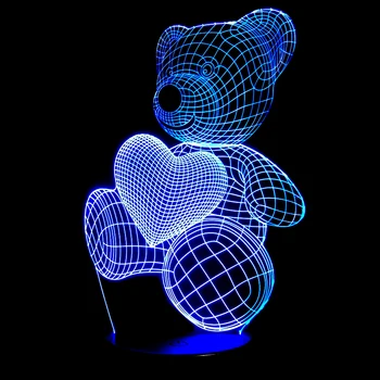 Søde Kid Julegave USB Lille Dejlige Hjerte Bære 3D LED-RGB-Nat Lys Atmosfære Bruser bordlampe Piger Baby Soveværelse Indretning