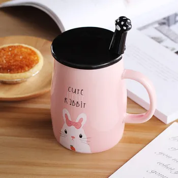 Søde krus med låg for elskere cup keramiske kreative kontor drikke kop hvid kaffekop morgenmad cup