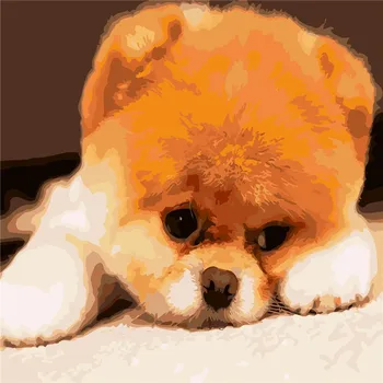 Søde Lille Hund Olie Maleri Af Numre DIY Abstrakt Digital Billede Farvelægning Af Tal På Lærred Unik Gave Home Decor 2017