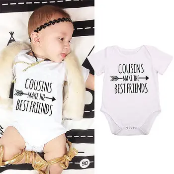 Søde Nyfødte Børn Baby Dreng Pige Body Korte Ærmer Brev Print Buksedragt Baby Tøj Outfits 0-18M