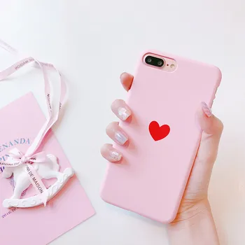 Søde piger elsker Pink hjerte Mat tegnefilm Hårdt PC Cover til iPhone 6 6splus 7 7plus 8 8plus coque til iphone 7 6 s Tilbage Capa Fundas