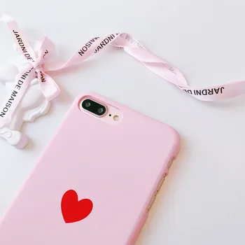 Søde piger elsker Pink hjerte Mat tegnefilm Hårdt PC Cover til iPhone 6 6splus 7 7plus 8 8plus coque til iphone 7 6 s Tilbage Capa Fundas