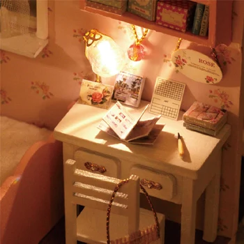 SØDE VÆRELSES DIY dukkehus Miniature Træ Dukkehus Miniaturas Møbler Toy Hus Dukke Legetøj til Jul og Fødselsdag Gave H02