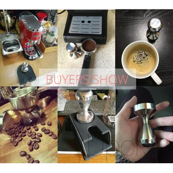 Sølv Espresso Sabotage 49mm 51 mm 57,5 mm 304 Rustfrit Stål Og Manipulere Træ Håndtag Og Tryk på Barista-Værktøjer