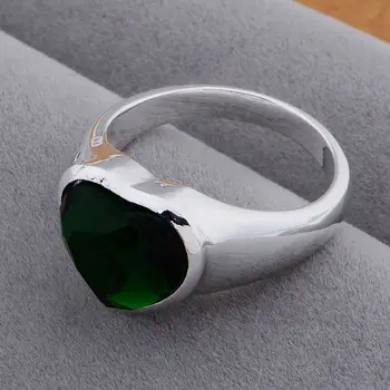 Sølv forgyldt Ring Mode Jewerly Ring Kvinder&Mænd hjertet indlagt stor jadeite sten /avuajnba ciaakzha AR575