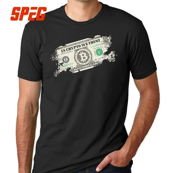 T-Shirt I Crypto Vi har Tillid til Bitcoin US Dollars Vintage cryptocurrency Afslappet kortærmede Tshirs Voksen T-Shirts til Mænd Stor Størrelse