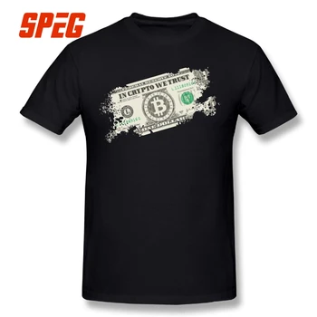 T-Shirt I Crypto Vi har Tillid til Bitcoin US Dollars Vintage cryptocurrency Afslappet kortærmede Tshirs Voksen T-Shirts til Mænd Stor Størrelse