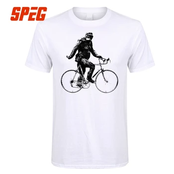 T-Shirt Mænd Sasquatch Cyklist Cykle Sjove Chimpanse Mænd O-Hals Abe Short Sleeve Tee Shirt Brand Voksen Bomulds T-Shirt Til Salg