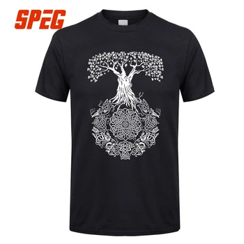T-Shirt Stor Størrelse Tree of Life Vikingerne Valhalla Søn af Odin Teenage Slim Fit kortærmet T-Shirt i 2017 Mænd er t-Shirts, Korte Ærmer