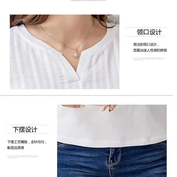 T-Shirt Til Kvinder 2018 Broderi Tshirt Kvinder V-Hals T-Shirt Kvinde Bomuld Slanke Koreanske Langærmet Toppe Plus Size Dame Tøj
