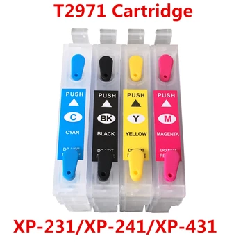 T2971 XP231 XP241 Patron Til Epson T2971 Genopfyldelige blækpatroner Til Epson XP-431 XP-441 XP-231 Med En Gang Chips 4 farver