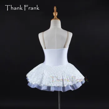 Tak Frank Paillet Blonder Camisole Ballet Tutu Kjole Piger Voksen, Hvid V-Hals Dans Kostume C378