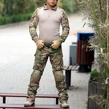 Taktisk Militær Kamp Uniform-Skjorte Og Bukser med Knæ, Albue Puder Airsoft GEN3 Camo MultiCam BDU Stil Jagt Uniform