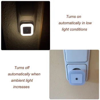 Tanbaby EU-Plug-in LED Nat Lys Lampe med Dusk til Dawn Sensor Hvid Væg Belysning til Belysning til Badeværelse Soveværelse Gangen