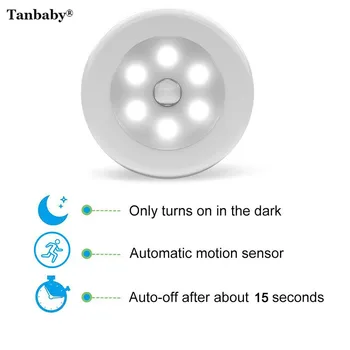 Tanbaby Led Nat Lys med bevægelsessensor AA Batteri Drives Væggen Nat Lampe luminaria Lys Fixtture til Soveværelse Vej