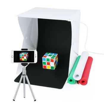 T&ACYML Mini Bærbare Foto Studio Folding Table Top 20pcs LED lyskasse Fotografering Belysning Telt Baggrunde Kit Foto Lightbox