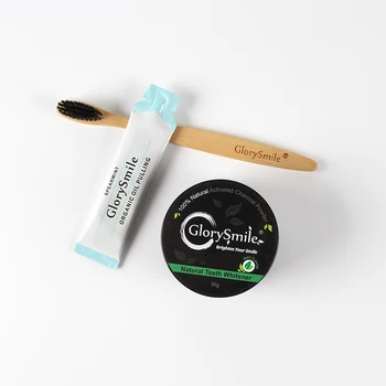 Tandblegning kits 5 Breve Naturlige Kokosolie at Trække + Kokos aktivt Kul-pulver+ Tandbørste til Tandblegning