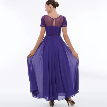 Tanpell korte ærmer kjole til aften i scoop lilla pynt blonder ankel-længde kjoler billige en linje kvinder lang fest aften kjole