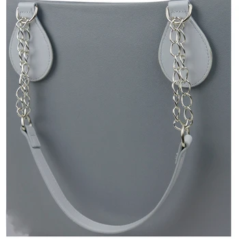 TANQU 1 Par Lange PU læder kæde Håndtag med dråbeformet End Dobbelt Metal Kæde til O Taske til EVA Obag Kvinder Taske