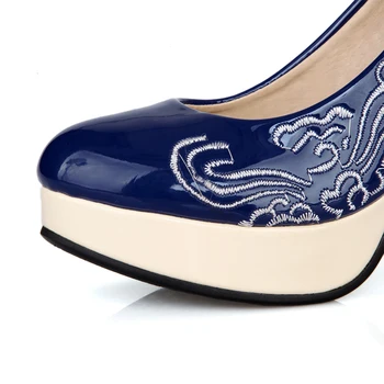 TAOFFEN størrelse 28-48 trykt læder kvinder med høj hæl sko nye ankomst foråret vintage pumps brand platform fodtøj sko P22568