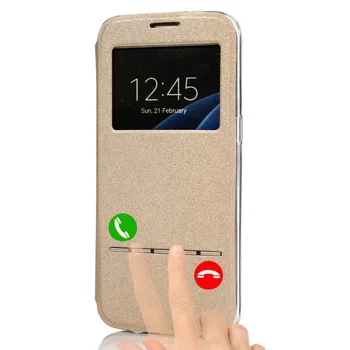 Taske Til Samsung Galaxy A3 A320 A5 A520 A7 A720 2017 Smart Flip Cover Vinduet er der udsigt Blød beskyttelse telefonen Tilfælde funda coque capa