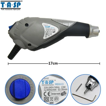 TASP 220V 13W Gravering Kuglepen El-Gravør el-Værktøj med Hårdmetal Stål Tips til Metal, Træ, Plast Glas