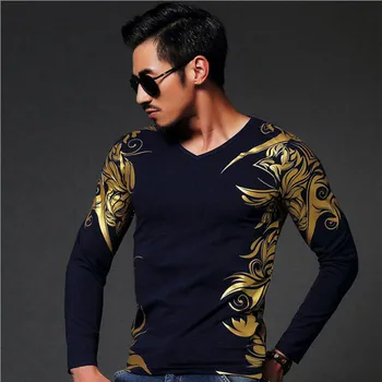 TBAIYE i Europæisk stil, Høj kvalitet high-end Mænd Efteråret Afslappet Langærmet T-shirt er designet udelukkende til Top Fashion T-shirt