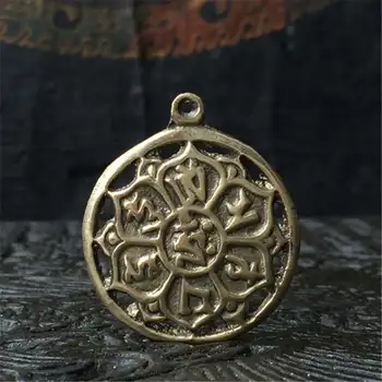 TBP538 Tibetanske Mantraer Amulet for Mennesket Golden Messing OM MANI PAD MIG HUM Vedhæng