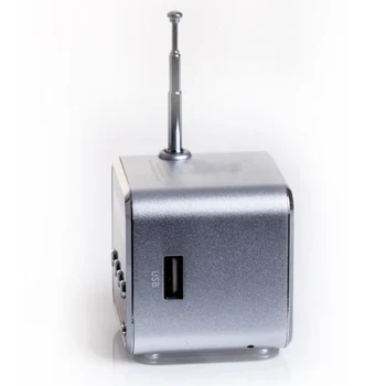 TD-V26 Haut-parleur Bærbare Mini et Digitalt avec Micro SD / TF / USB / FM - Argent