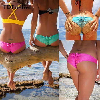 TDFunlive brazilian bikini tanga badetøj kvinder stor bue g-streng sexet bikini bottom brasilianske biquini bralette trajes de bano kvinder