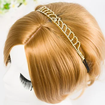 TDQUEEN Bryllup Brude Elastisk Hairbands Rhinestone Hoved Kæde Elegante Tiara Pandebånd Bruden Hår Smykker Tilbehør til Kvinder