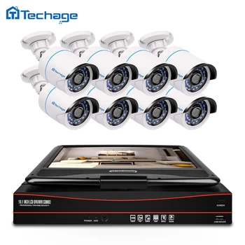 Techage 8CH 1080P CCTV-System POE NVR Kit med 10,1
