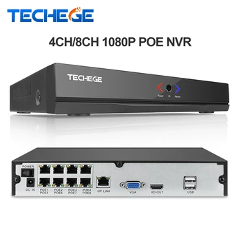 Techege 4CH 8CH Full HD Onvif 1080P 48V Real PoE NVR Alt-i-én Network Video Recorder til PoE IP-Kameraer P2P XMeye CCTV-System