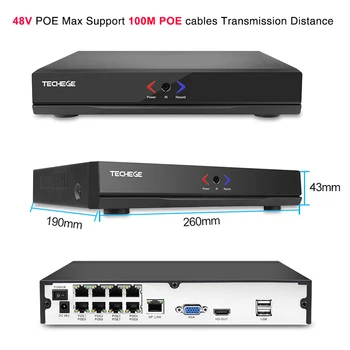 Techege 4CH 8CH Full HD Onvif 1080P 48V Real PoE NVR Alt-i-én Network Video Recorder til PoE IP-Kameraer P2P XMeye CCTV-System