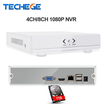 Techege NYE MINI NVR 4CH 8CH Full HD NVR 1920*1080P P2P ONVIF 2.0 Til IP-Kameraets HDMI Netværks Video Optager
