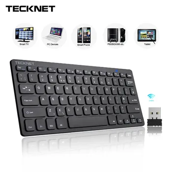 TeckNet 2.4 Ghz Mini Wireless Keyboard for Windows Android Smart TV UK Tastatur Layout Stille Tastatur med USB Nano-Modtager